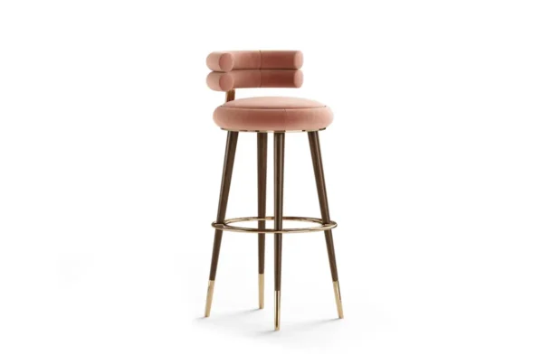 - the betsy bar chair was created to be an object of desire in any bar. By combining an upholstered round shape with tapered lacquered legs and brass details, this bar chair will not go unnoticed. - the betsy bar chair was created to be an object of desire in any bar. By combining an upholstered round shape with tapered lacquered legs and brass details, this bar chair will not go unnoticed.