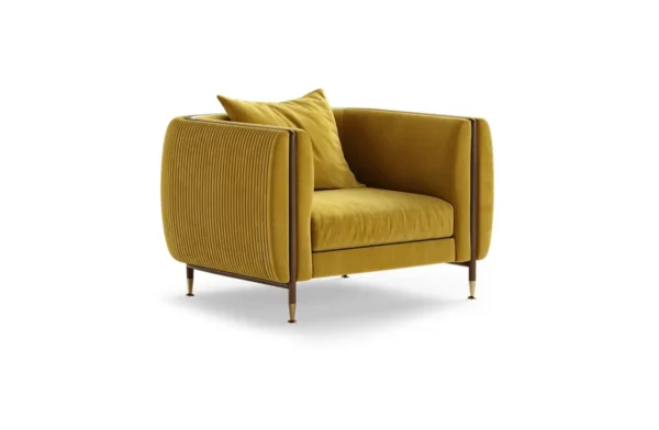 - the barlow armchair is a handmade upholstery piece with a textured fabric. The curved lines bend the legs in all its strength gracefully accentuated by rich polished brass details. The medley between the materials takes this sofa to a higher level. - the barlow armchair is a handmade upholstery piece with a textured fabric. The curved lines bend the legs in all its strength gracefully accentuated by rich polished brass details. The medley between the materials takes this sofa to a higher level.