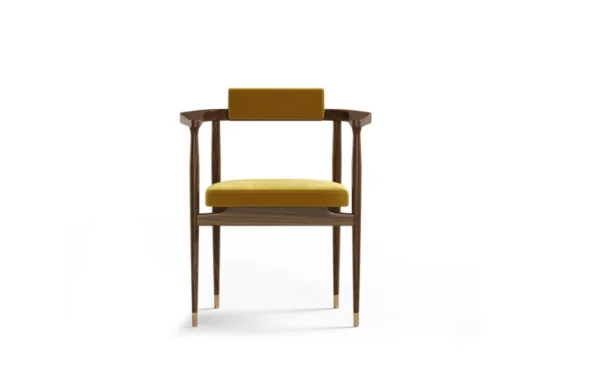 - inspired by one of the cinema starts, the gardner dining chair was thought to be the elegant touch in most contemporary projects. Made of solid walnut wood, the polished brass details give a luxurious touch that emphasizes its beauty. - inspired by one of the cinema starts, the gardner dining chair was thought to be the elegant touch in most contemporary projects. Made of solid walnut wood, the polished brass details give a luxurious touch that emphasizes its beauty.