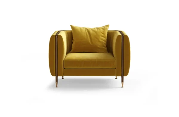 - the barlow armchair is a handmade upholstery piece with a textured fabric. The curved lines bend the legs in all its strength gracefully accentuated by rich polished brass details. The medley between the materials takes this sofa to a higher level. - the barlow armchair is a handmade upholstery piece with a textured fabric. The curved lines bend the legs in all its strength gracefully accentuated by rich polished brass details. The medley between the materials takes this sofa to a higher level.