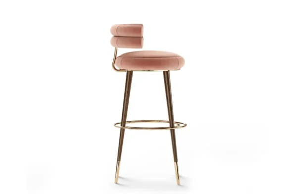 - the betsy bar chair was created to be an object of desire in any bar. By combining an upholstered round shape with tapered lacquered legs and brass details, this bar chair will not go unnoticed. - the betsy bar chair was created to be an object of desire in any bar. By combining an upholstered round shape with tapered lacquered legs and brass details, this bar chair will not go unnoticed.