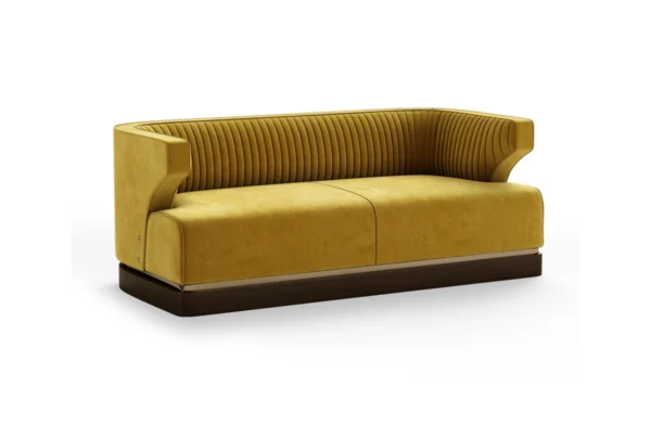 - <div>inspired by the well-known american jazz saxophonist gene ammons, the ammons sofa seeks to convey boldness and luxury through the polished brass details and the soft colorful fabric. It intends to give a fresh aura to any design, and its strong shape is what makes it so unique. </div> - inspired by the well-known american jazz saxophonist gene ammons, the ammons sofa seeks to convey boldness and luxury through the polished brass details and the soft colorful fabric. It intends to give a fresh aura to any design, and its strong shape is what makes it so unique.