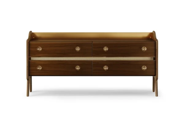 - <div>the lester sideboard draws inspiration from the vintage classics, yet interpreted with a modern vision. The four drawers feature a simple design, where the handles shine, while the main structure brings back the mid-century through its attractive lines. </div> - the lester sideboard draws inspiration from the vintage classics, yet interpreted with a modern vision. The four drawers feature a simple design, where the handles shine, while the main structure brings back the mid-century through its attractive lines.