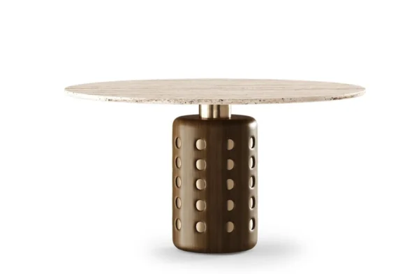 - the marlon dining table comprises a cylindrical gold-plated structure that gives an elegant industrial style to the piece. The marble tabletop gives the dining table versatility, making this the perfect piece for any dining room with a mid-century mood. Marlon's amazing details give it the exact luxurious touch that any design needs. - the marlon dining table comprises a cylindrical gold-plated structure that gives an elegant industrial style to the piece. The marble tabletop gives the dining table versatility, making this the perfect piece for any dining room with a mid-century mood. Marlon's amazing details give it the exact luxurious touch that any design needs.