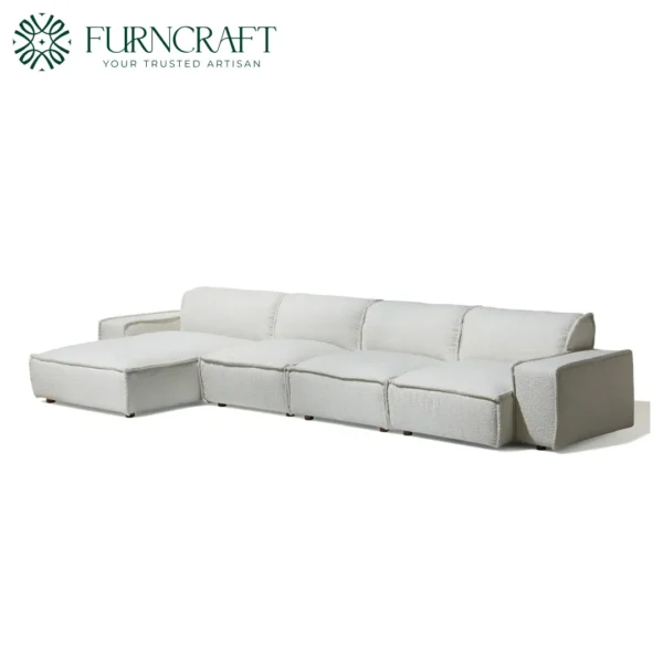 Brownsville Section Sofa Ivory Bouclé