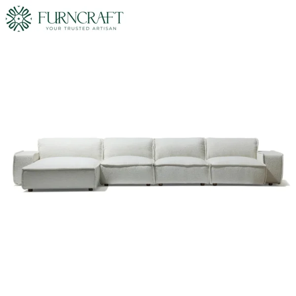 Brownsville Section Sofa Ivory Bouclé