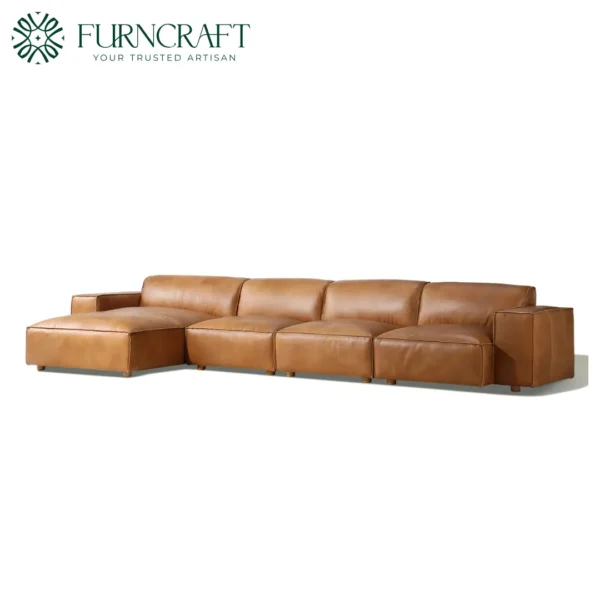 Brownsville Section Sofa Texan Light Brown Leather