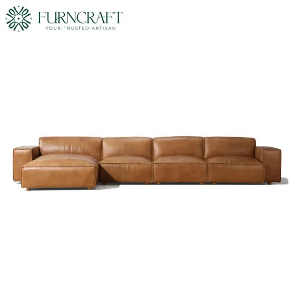 Brownsville Section Sofa Texan Light Brown Leather