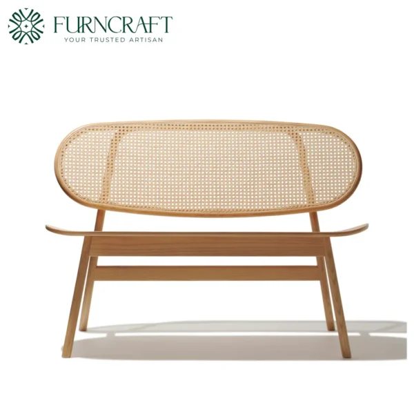 Cane High Back Bench Natural