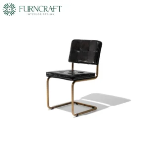 FURNCRAFT ID CARLOS LEATHER DINING CHAIR BLACK LEATHER