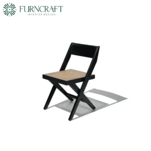 FURNCRAFT ID COMPASS CANE DINING CHAIR BLACK ASH NATURAL RATTAN (2)