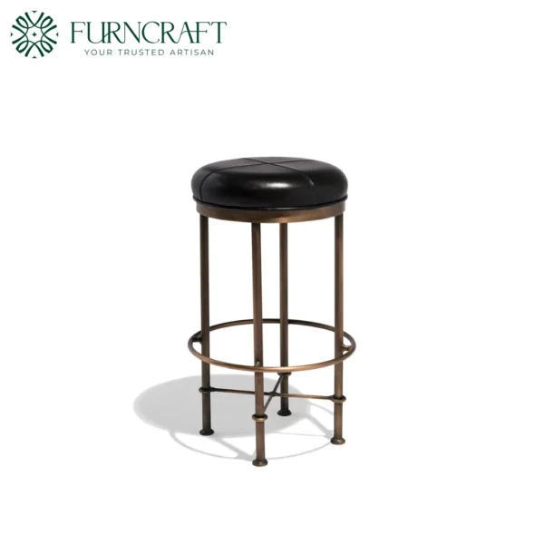 Singapore Club Counter Stool Black Leather