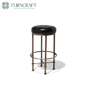 Singapore Club Counter Stool Black Leather