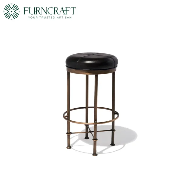 Singapore Club Counter Stool Black Leather