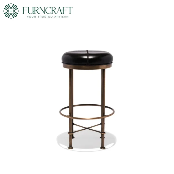 Singapore Club Counter Stool Black Leather