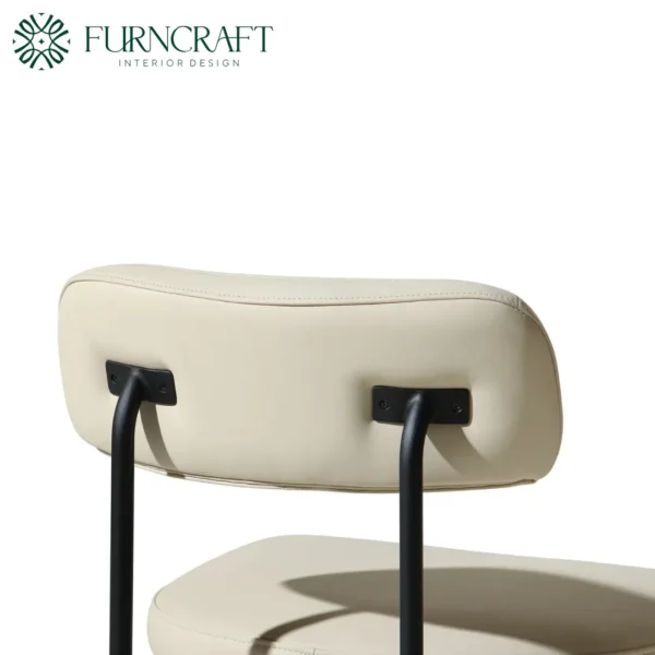 Yarra Dining Chair Ivory Leather Black  Metal - Image 3