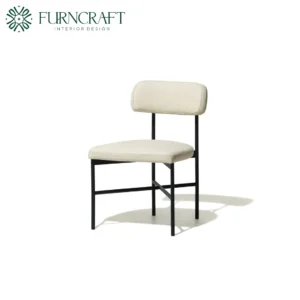 FURNCRAFT ID YARRA DINING CHAIR IVORY LEATHER BLACK METAL