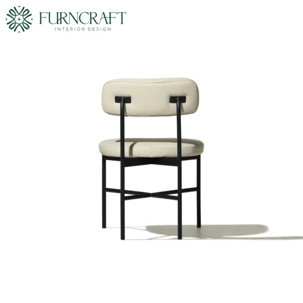 Yarra Dining Chair Ivory Leather Black  Metal - Image 2