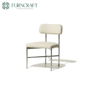 FURNCRAFT ID YARRA DINING CHAIR IVORY LEATHER STAINLEES STEEL