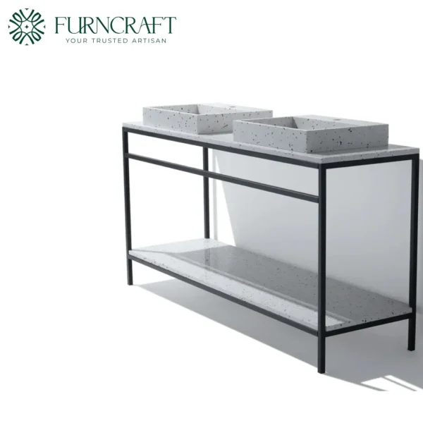 Azzurra Double Vanity Black Metal Bw Terrazzo