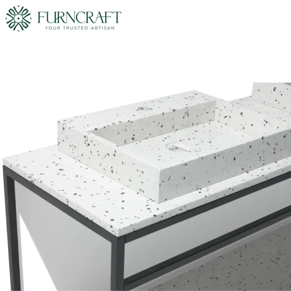 Azzurra Double Vanity Black Metal Bw Terrazzo