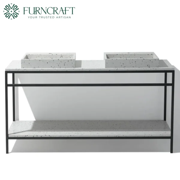 Azzurra Double Vanity Black Metal Bw Terrazzo