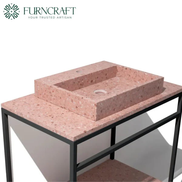 Azzurra Vanity Black Metal Pink Terrazzo