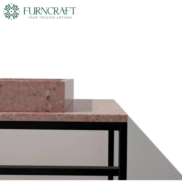 Azzurra Vanity Black Metal Pink Terrazzo