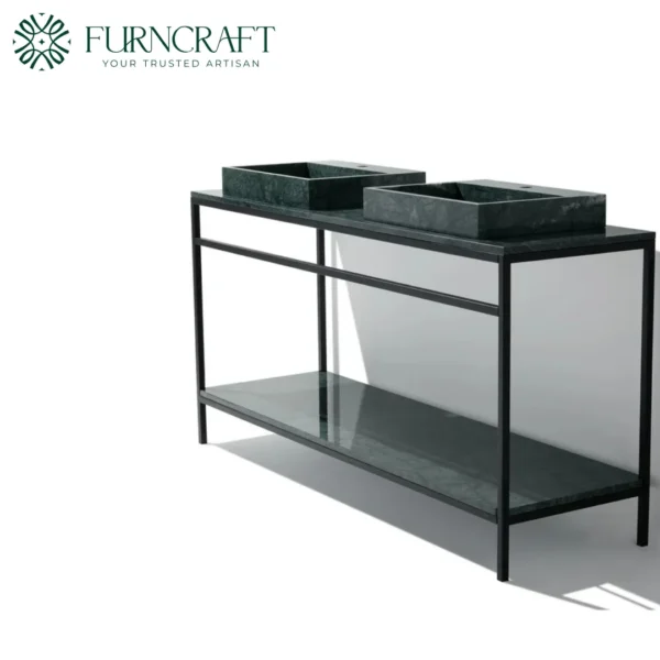 Azzurra Double Vanity Black Metal Green Marble