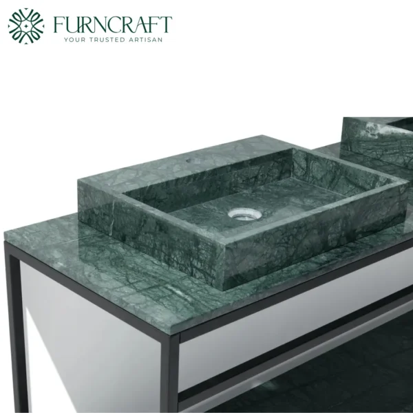Azzurra Double Vanity Black Metal Green Marble