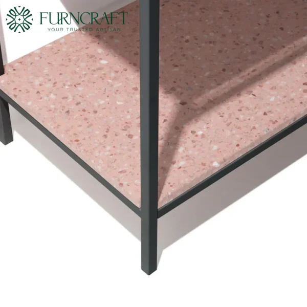 Azzurra Double Vanity Black Metal Pink Terrazzo