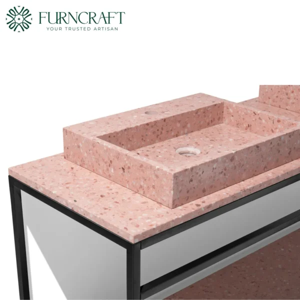 Azzurra Double Vanity Black Metal Pink Terrazzo