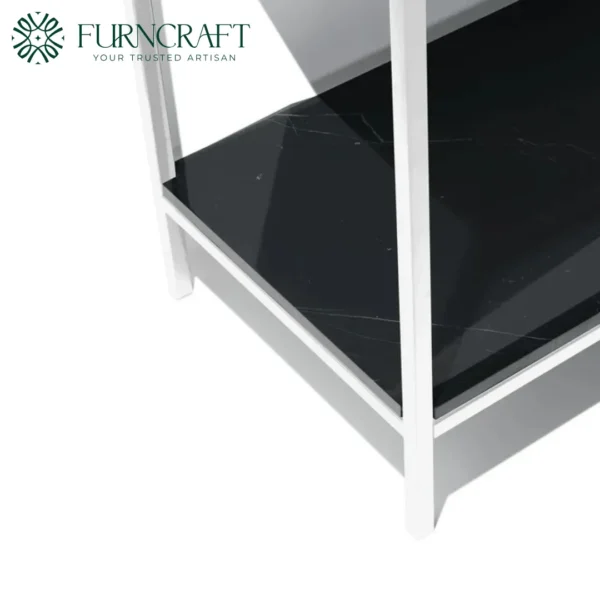 Azzurra Double Vanity White Metal Black Marble