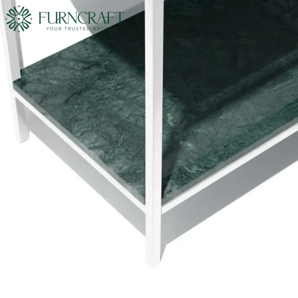 Azzurra Double Vanity White Metal Green Marble