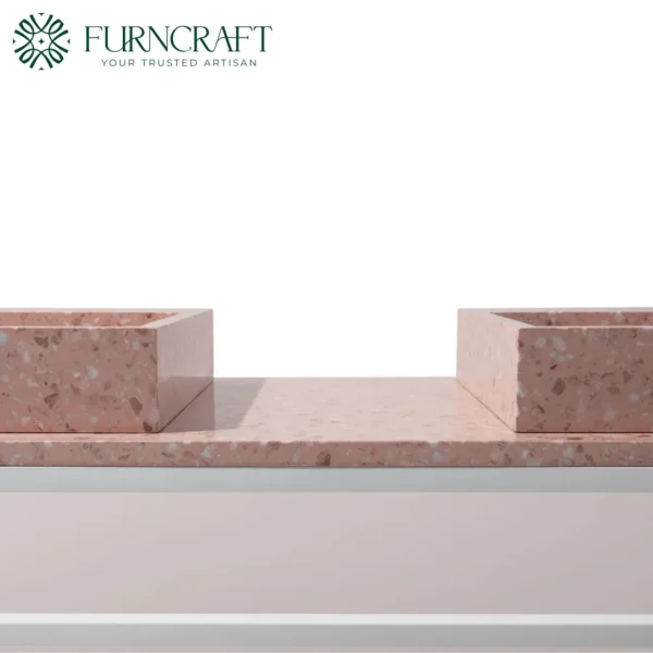 Azzurra Double Vanity White Metal Pink Terrazzo