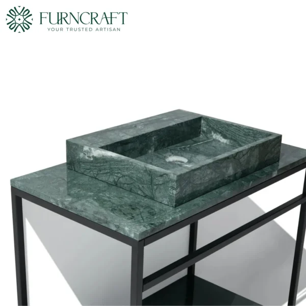 Azzurra Vanity Black Metal Green Marble - Image 4