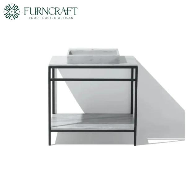 Azzurra Vanity Black Metal White Marble