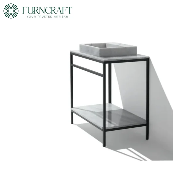 Azzurra Vanity Black Metal White Marble
