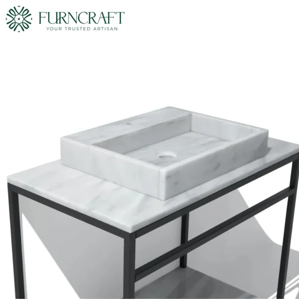 Azzurra Vanity Black Metal White Marble