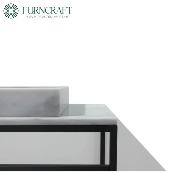 Azzurra Vanity Black Metal White Marble