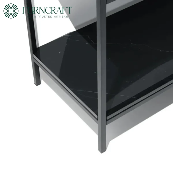 Azzurra Vanity White Metal Black Marble
