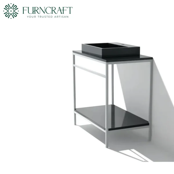 Azzurra Vanity White Metal Black Marble