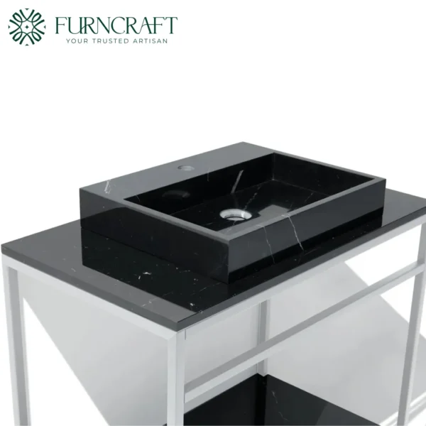Azzurra Vanity White Metal Black Marble