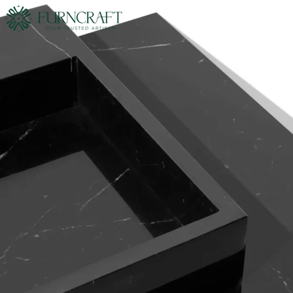 Azzurra Vanity White Metal Black Marble