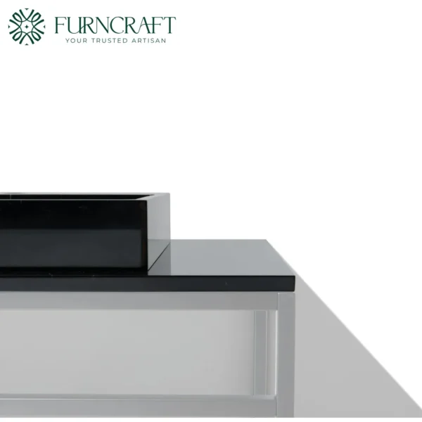 Azzurra Vanity White Metal Black Marble