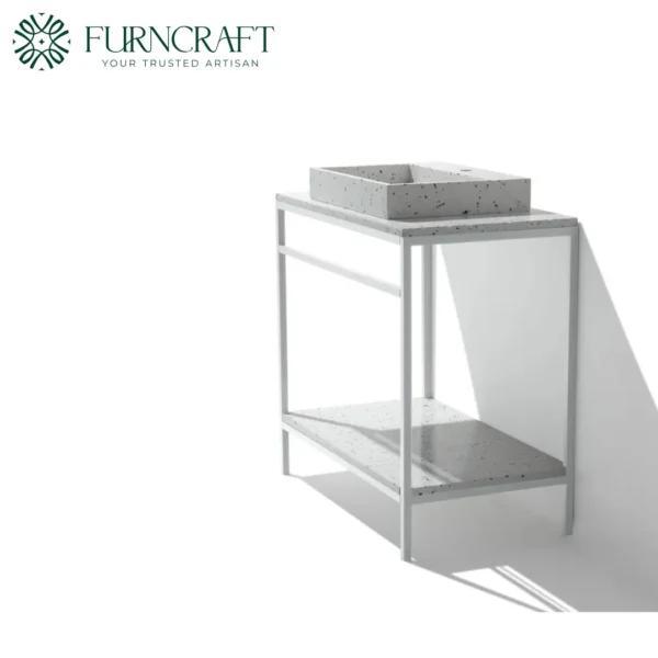 Azzurra Vanity White Metal Bw Terrazzo