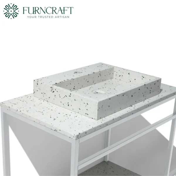 Azzurra Vanity White Metal Bw Terrazzo