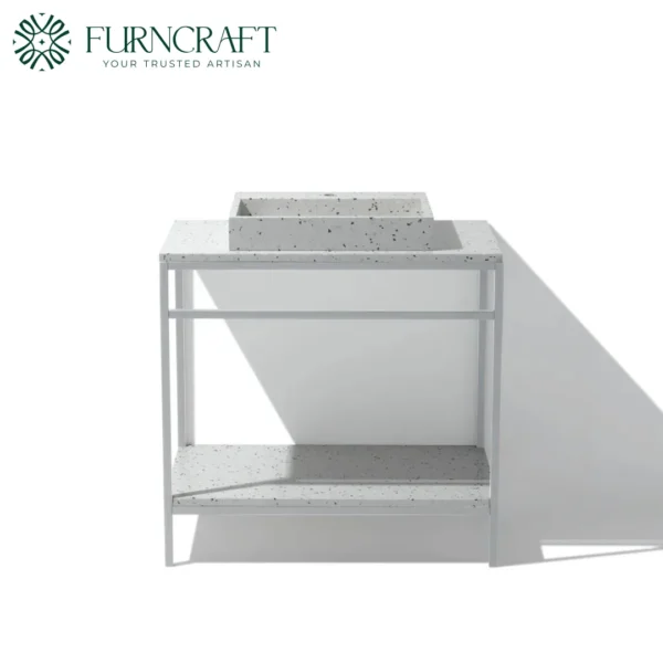 Azzurra Vanity White Metal Bw Terrazzo