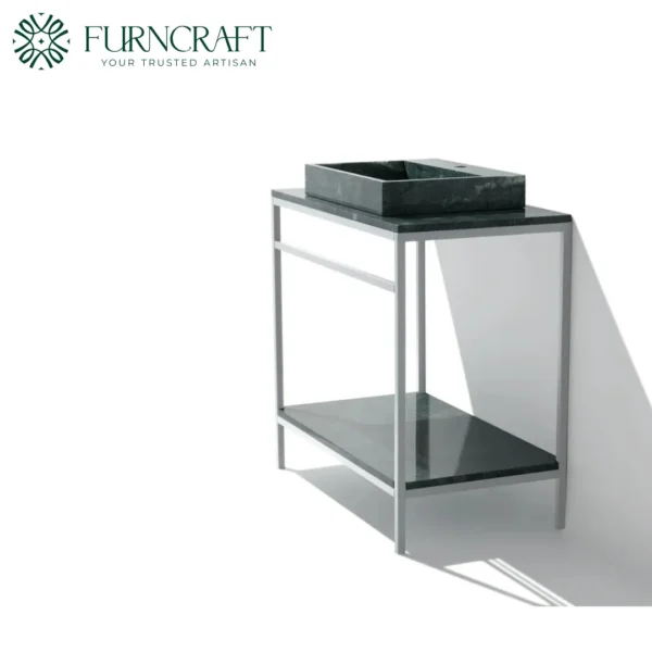 Azzurra Vanity White Metal Green Marble