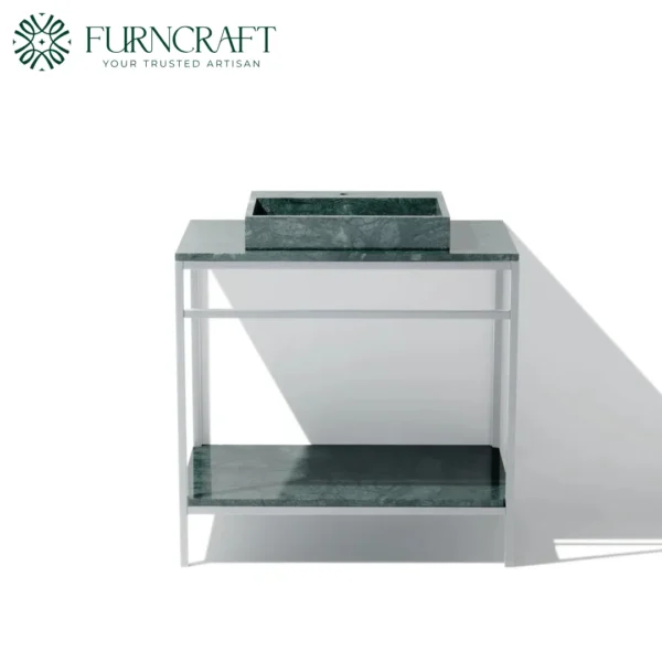 Azzurra Vanity White Metal Green Marble